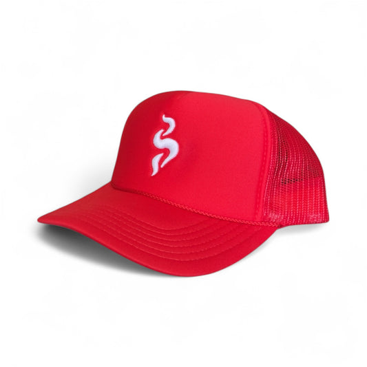RED TRUCKER HAT